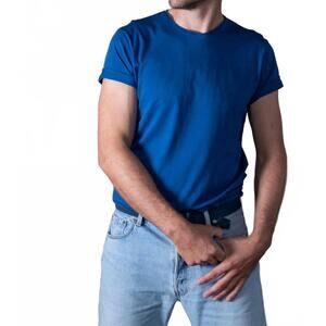 NEW ANONYME milo v-neck jersey t-shirt in cobalt